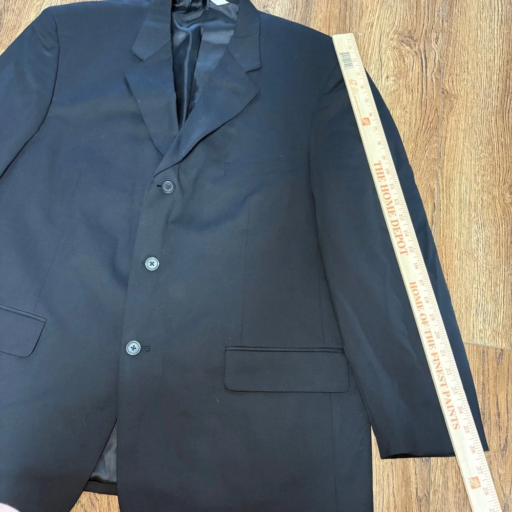 VTG Versini Mens Black 100% Wool 3 Button Blazer‎ Sport Coat Jacket 46R Classic